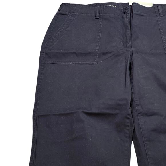 Talbots High Waist Patch Pocket Navy Blue Cropped Chino Pants Plus Size 16W New! - Picture 8 of 13